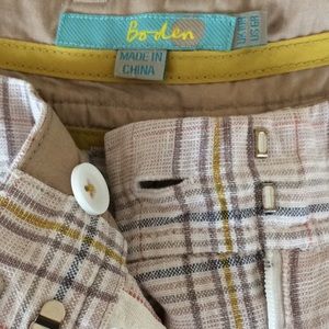 Boden light weight linen plaid ankle cropped
